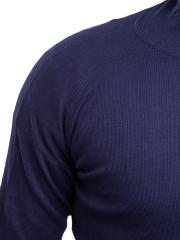 Italian Turtleneck Shirt, Cotton, Navy Blue, Surplus.