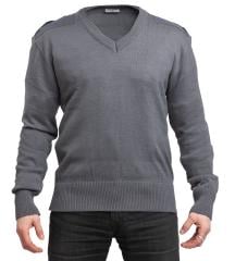 Austrian V-neck Pullover, Gray, Surplus. 