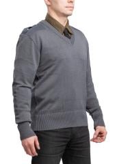 Austrian V-neck Pullover, Gray, Surplus. Wear with a collared shirt to look sharp.