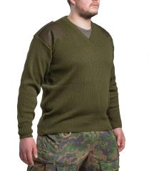 Italian V-neck Pullover, Green, Surplus. Model height 190cm, chest 118cm. Shirt size is XL.