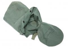 Dutch duffel bag, olive drab, surplus. The extra flap removes the possibility of stuff falling out.
