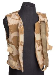 British Flak Jacket, without Protective Material, Desert DPM, Surplus. Velcro closure on the front.