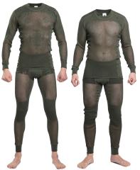Aclima WoolNet Base Layer Set. 188 cm / 70 kg (6' 2" / 155 lbs) slender man on the left, 175 cm / 76 kg (5' 9" / 167 lbs) fighter on the right. Both are wearing Medium, but actually Small would have been better.