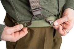 British Wool Dress Pants, Brown-Green, Surplus. Buttons for suspenders. Suspenders not included.
