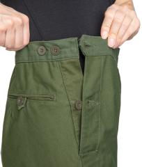 Swedish M70 Women's Field Pants, Green, Surplus. The waist goes a bit tighter with buttons.