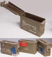 US ammunition box, .30 cal, surplus. The general appearance may vary from box to box.