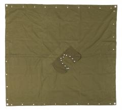 Belgian Shelter Half, Green, Surplus. Shelter halves are sold either with buttons or snap fasteners.