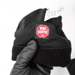 BW Windstopper watch cap, surplus. Watch cap's liner material varies. Pictured above black polyester liner. Beige fleece liners are also common.