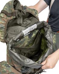 BW Combat Rucksack, Flecktarn, surplus. A pocket for the BW sleeping mat, which also works as a stiffener.