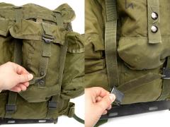 US ALICE Medium Pack with frame, olive drab, surplus. Snap-fasteners and slide buckles - all steel!