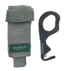 Benchmade 7 Hook Strap Cutter, Surplus. These come with a green pouch.