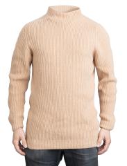 Brenda Wool Sweater w. Mock Neck Collar, Beige