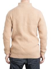 Brenda Wool Sweater w. Mock Neck Collar, Beige. Model height 181 cm, chest circumference 96 cm, waist circumference 88 cm. Wearing size Medium shirt.