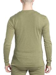 British long-sleeve T-shirt, FR, Green, Surplus. The model height 182 cm (5'11.7"), chest 95 cm (37.4"), waist 88 (34.7") cm. Wearing the size 180/90 (5'11" / 35.4").