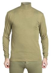 British Turtleneck Shirt, FR, Green, Surplus. The model height 182 cm (5'11.7"), chest 95 cm (37.4"), waist  88 (34.7") cm. Wearing the size 180/90 (5'11" / 35.4").