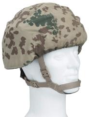 BW Composite Helmet Cover, Reversible, Flecktarn/Tropentarn, Surplus. Size 55-57 helmet cover on a Medium-sized ACH-type helmet.
