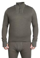 BW Woolpower Zip Turtleneck 200 Merino Wool Shirt, Green, Surplus