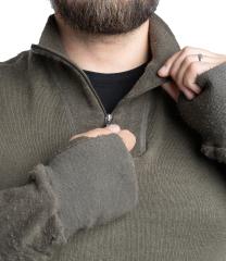 BW "Woolpower Zip Turtleneck 200" Merino Wool Shirt, Green, Surplus.