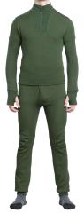 BW "Woolpower Zip Turtleneck 200" Merino Wool Shirt, Green, Surplus. Model height 181 cm, chest circumference 96 cm, waist circumference 88 cm. Wearing size Medium.
