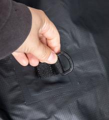 Dutch Dry Sack, Large, Black, Surplus, Unissued. Two D rings that you can use to attach the sack to e.g. a canoe or to attach something else on the sack, such as a shoulder sling.