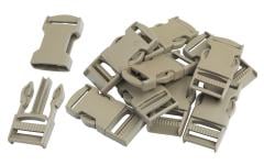 ITW SR Buckle, 25 mm, Coyote Brown, 10-Pack, Unissued. The package includes 10 buckles.
