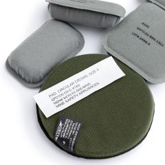 US MICH/ACH Helmet 7-piece Pad Set, Surplus, Unissued. The pads are size 6, which is 0.75" (1.9 cm)