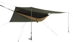 Robens Trace Ultimate Hammock Set. You can increase space under the tarp with trekking poles (not included).