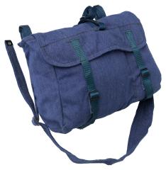 Romanian Bread Bag, Surplus. Blue bag with fabric straps.