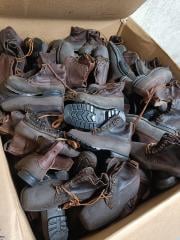 Swedish combat boots, rubber and leather, brown, surplus. This is what the newest shipment looks like.