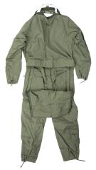 US Combat Tanker's Coverall, Nomex, Green, Surplus. Evacuation strap visible and ass flap opened.