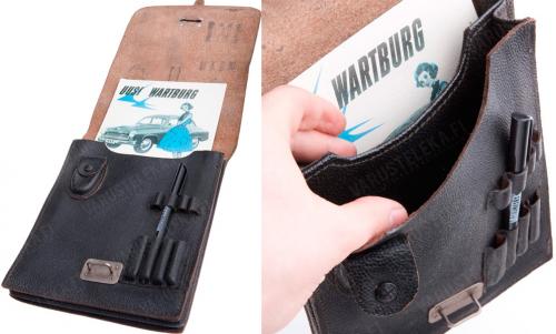 NVA map case, leather, black, surplus.