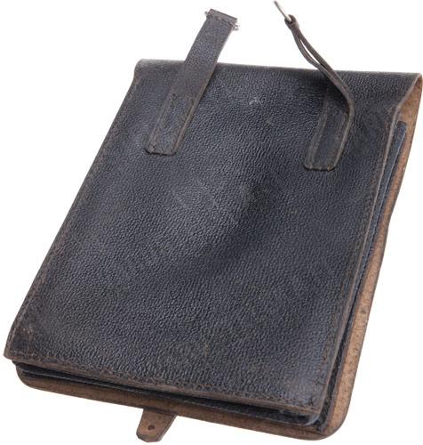 NVA map case, leather, black, surplus.