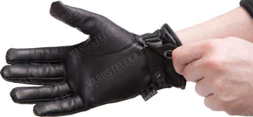 BW-type Lined Leather Gloves, Black. 