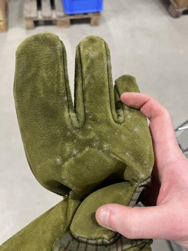NVA Motorcycle Gauntlets, Strichtarn, Surplus. There might be some light surface mold on these, which will come off with a moist rag.