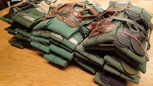 Czechoslovakian trouser braces, green, surplus. Colours!