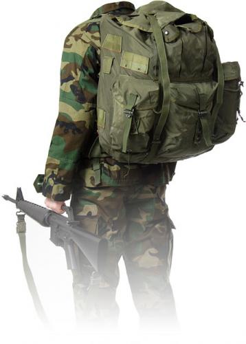 US ALICE Large Pack, with frame, olive drab, surplus.
