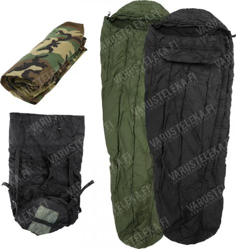 US MSS Modular Sleeping Bag System, 4-piece, surplus. Intermediate bag is the innermost, then the Patrol bag, then bivy. Simple.