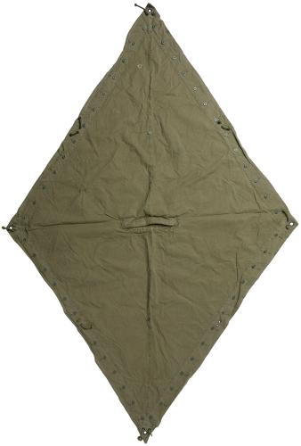 Norwegian Rhombus Shelter Quarter, Olive Drab, Surplus. Length 3 meters, width 1.8 meters, each side 1.7 meters.