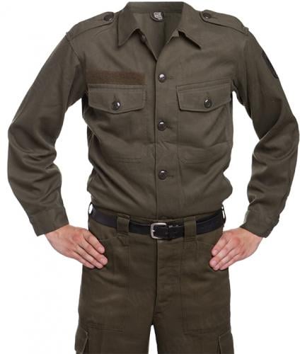 Austrian Anzug 75 Field Shirt, Surplus. Used here with matching trousers.