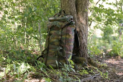 Belgian large rucksack, Jigsaw, surplus. Rucksack with the side pouches removed.
