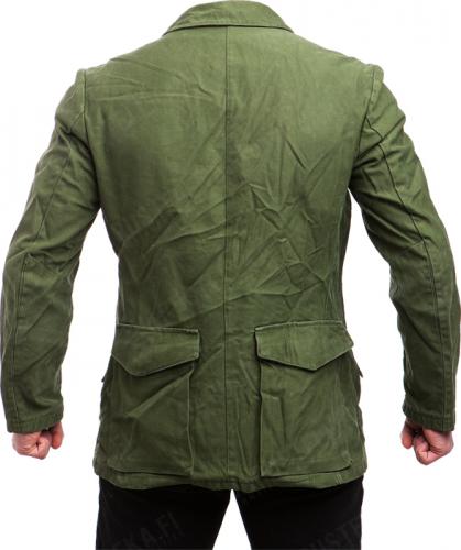 Swedish M59 field jacket, green, surplus. Shown here are the butt-ugly but undoubtedly handy back pockets. These can be carefully removed.