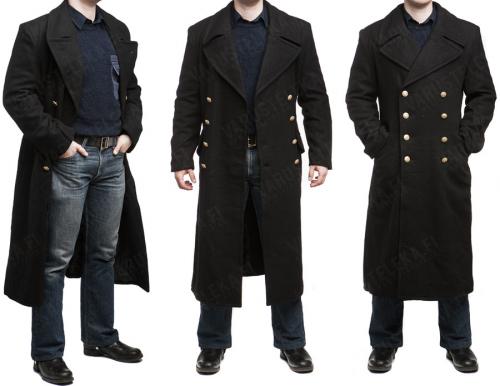 Mil-Tec Navy Greatcoat. This person is 175 cm tall with a 96 cm chest, the greatcoat is size 46