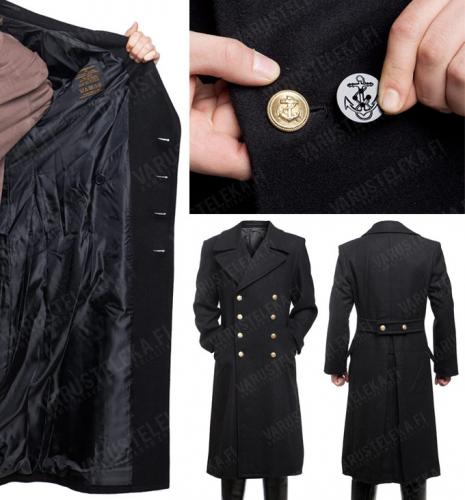 Mil-Tec Navy Greatcoat. Two sets of buttons are included