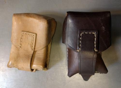 JNA ammunition pouch, leather, surplus. The pouch soaks in oil like Russian automobiles. Can you guess which one is oiled?