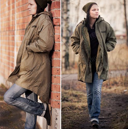 US M51 Fishtail Parka, with liner, reproduction. Not at all a bad choice for women either, but remember: men's sizes!