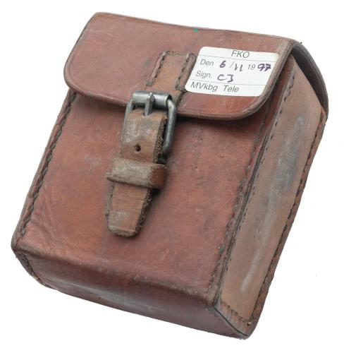 Swedish number scroll for field telephone, with leather case, surplus.