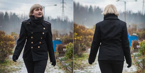 Soviet navy wool coat, black, surplus.