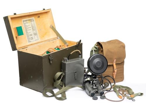 Polish NS-71 Night-Vision Device, Surplus. The basic contents is the goggle unit, headlamp, power supply, and carrying bag.