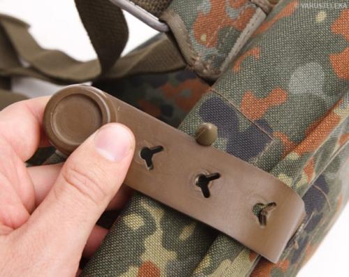 BW Gas Mask Bag, with Carrying Strap, Flecktarn, Surplus.