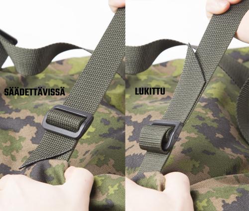 Savotta Backpack 202 LJK Daypack. Here's the shoulder strap in the adjustment position and secured position.